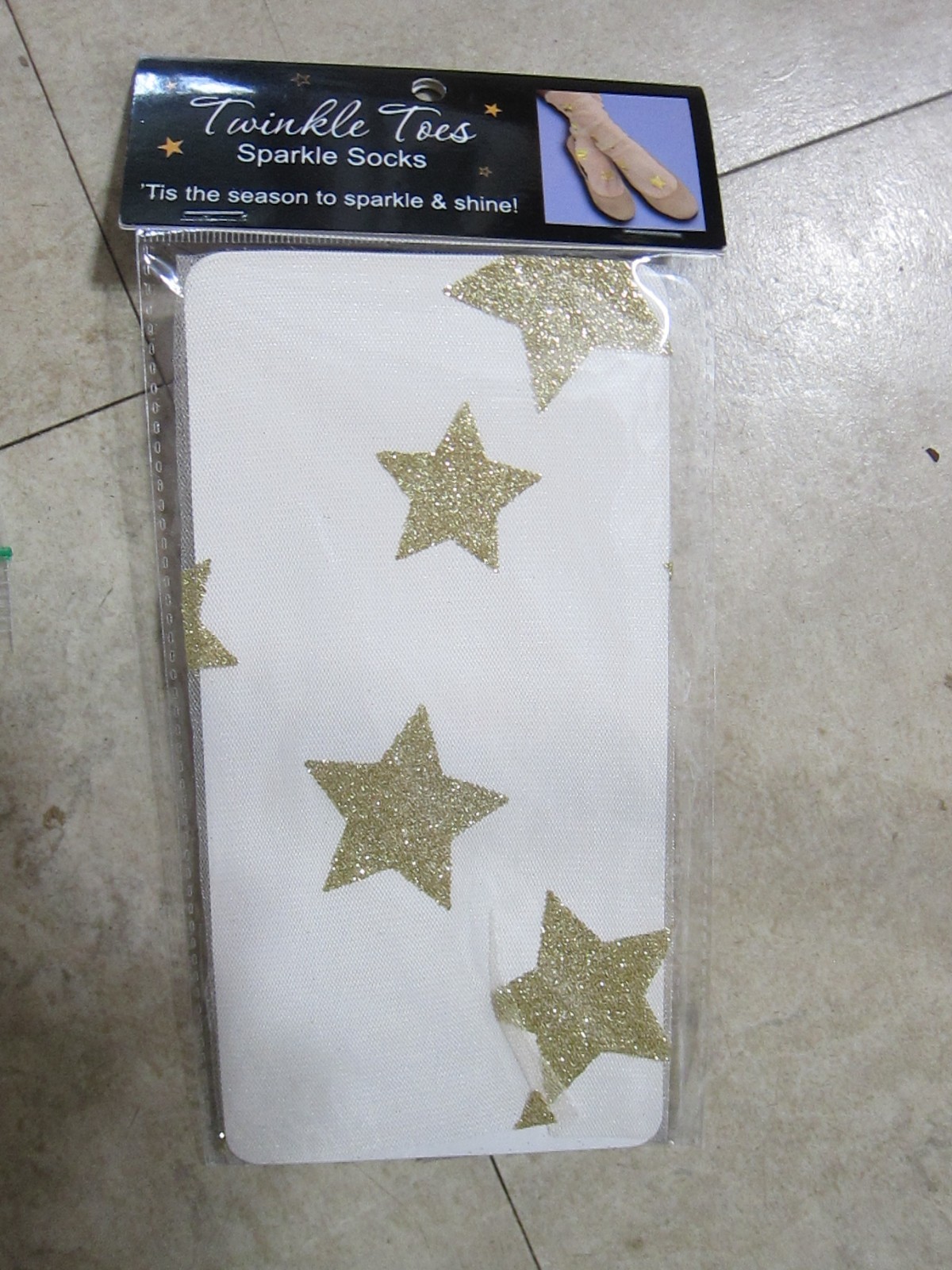 NEW Twinkle Toes gold star glitter ballet socks