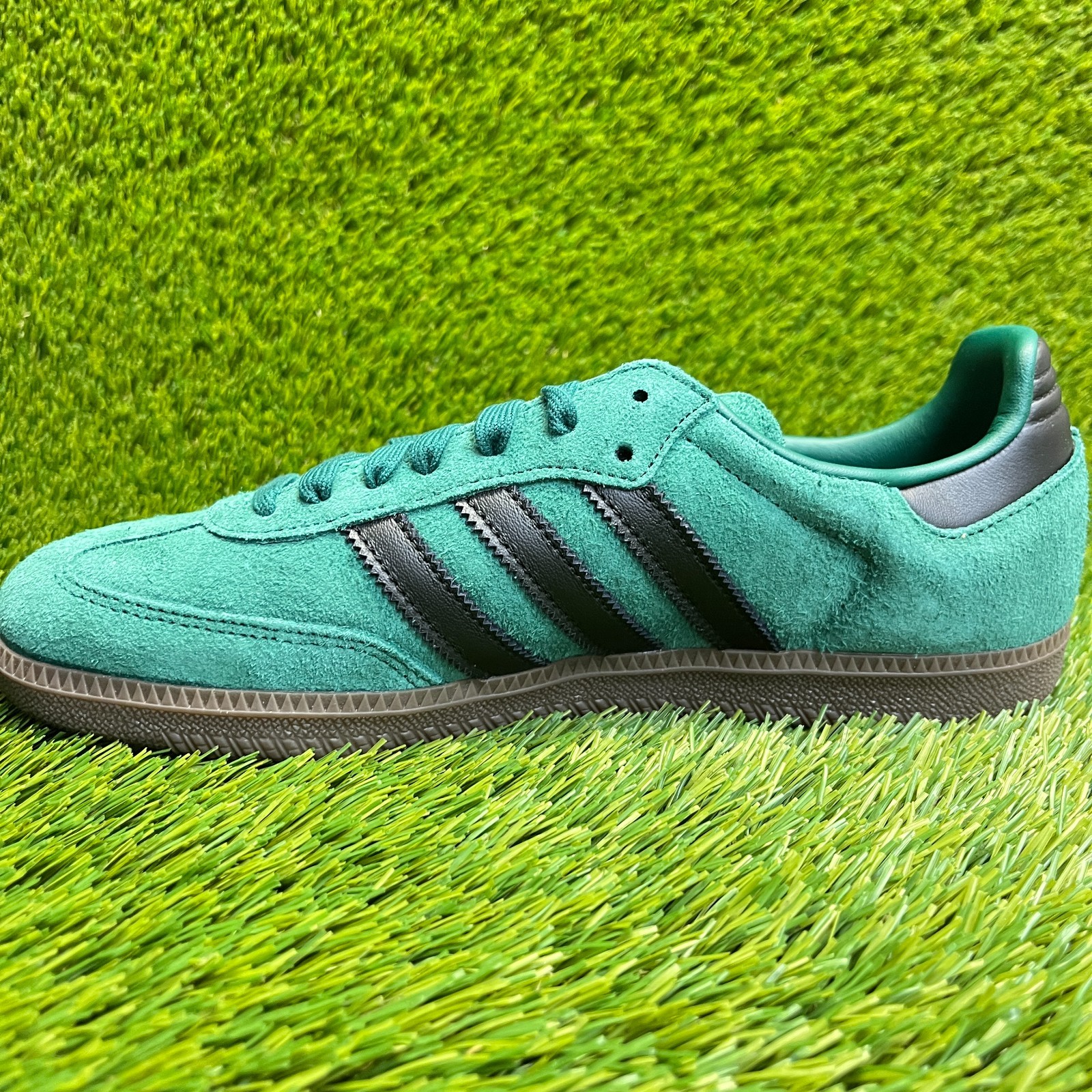 Adidas Samba OG Mens Size 8.5 Green Black Athletic Walking Suede Shoes Sneakers