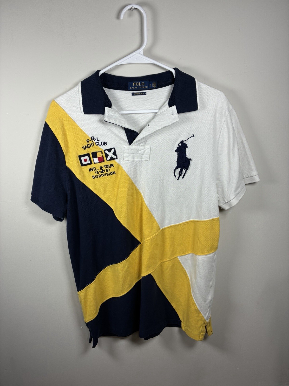 #J197 Ralph Lauren Polo PRL Yacht Club Int. Tour 1967 Big Pony Large Slim Fit