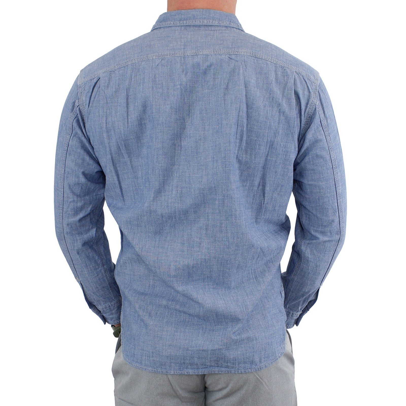 Wrangler RIGGS Workwear Shirt Cotton Denim Long Sleeve Casual Button Up Pockets