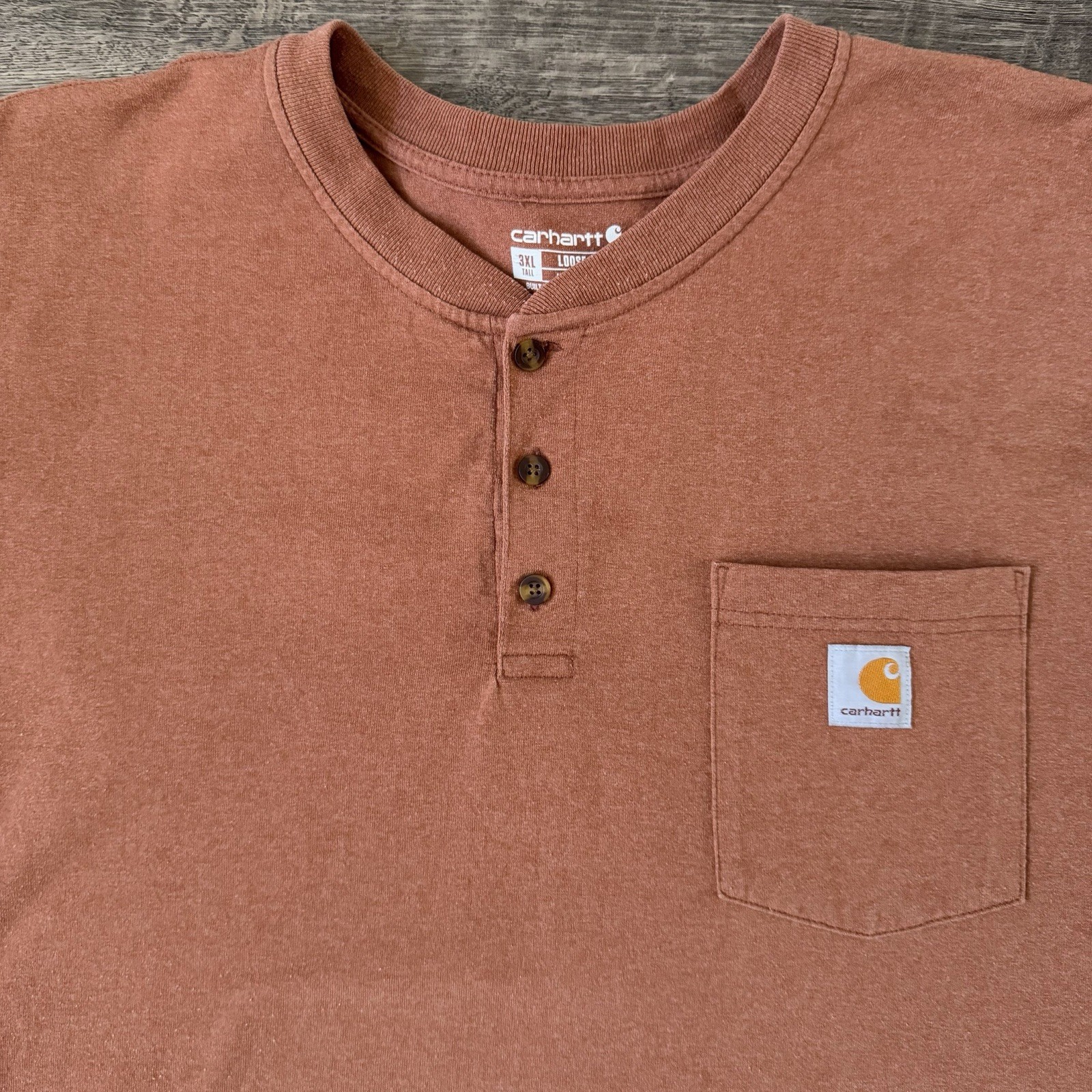 Carhartt Dearborn Loose Fit Henley Pocket T Shirt Rust Mens 3XLT Tall Workwear