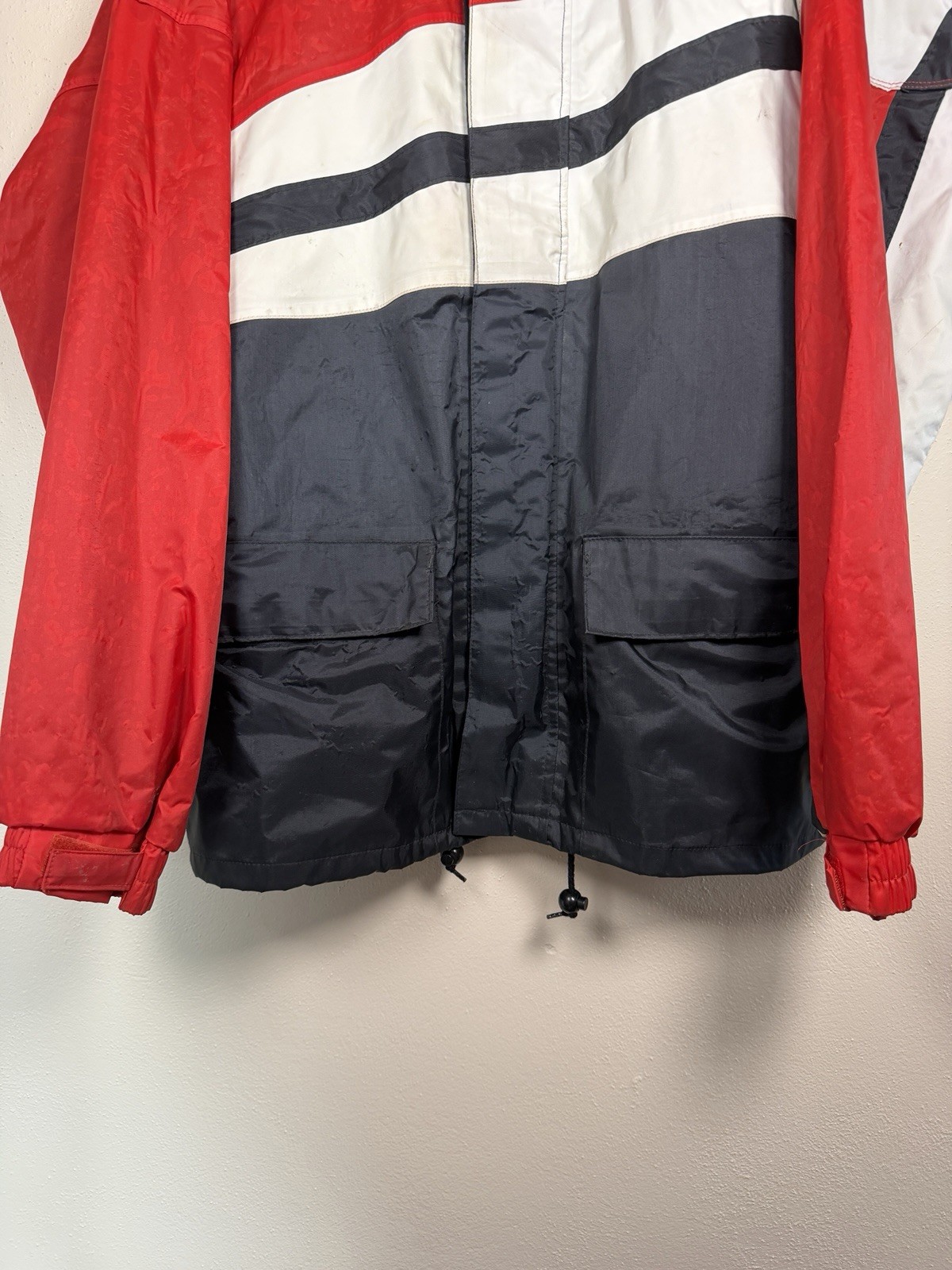 Vintage Moto Line DIFI Motorcycle Racing Jacket Red White Black Colorblock XL
