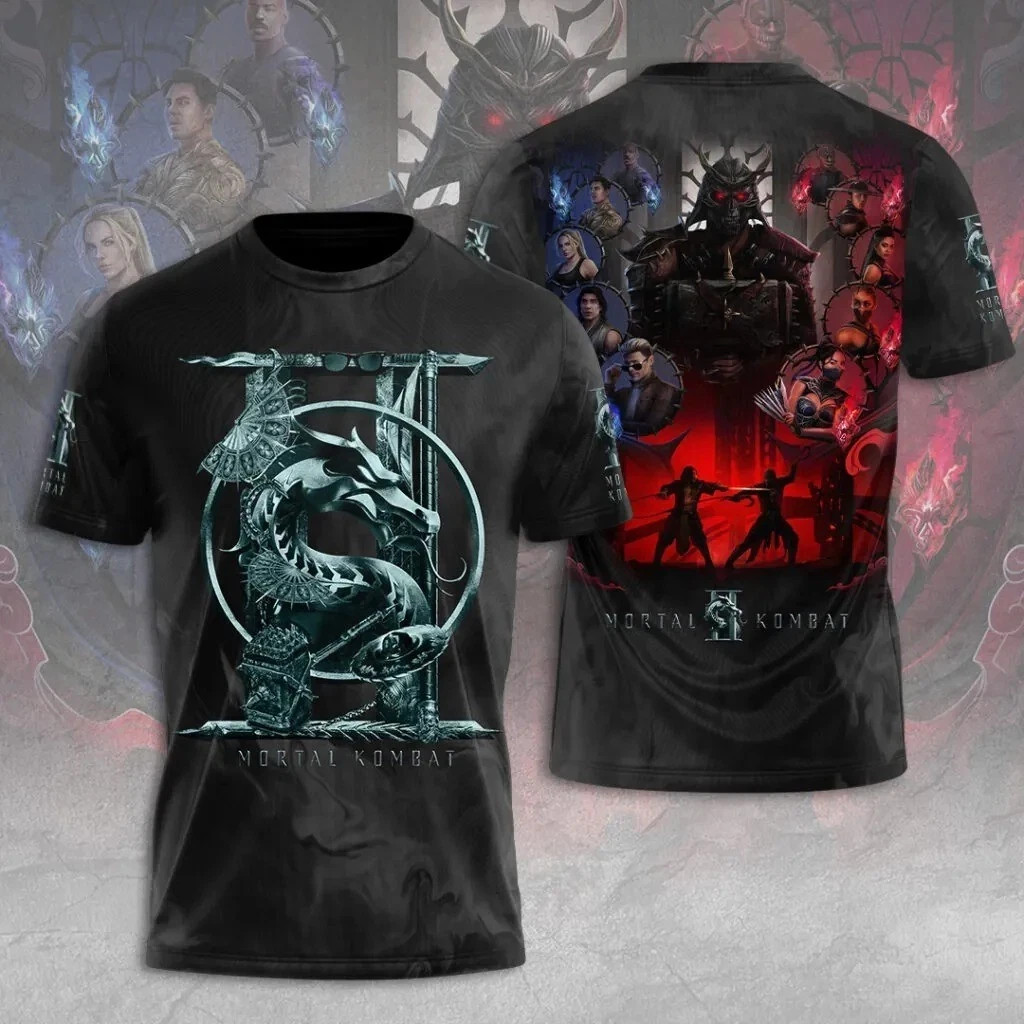 Mortal Kombat 2 Movie Shirt 2026 Shao Kahn All Over Print Graphic Black Tee Men