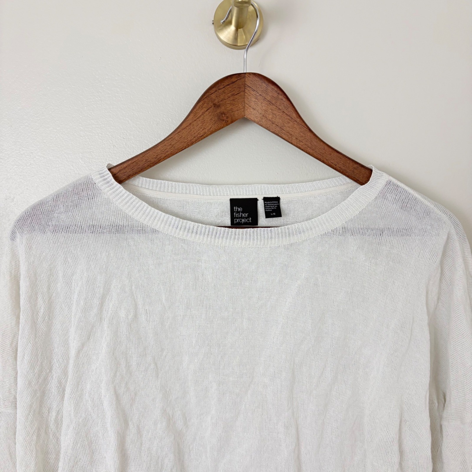 Eileen Fisher TFP Lightweight Sweater Women’s Large White Organic Cotton Knit
