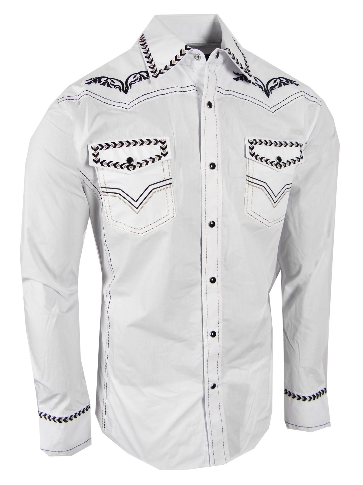 Western Shirt Embroidered Horseshoe Florals Mens Country Rodeo Snap Up Fashions