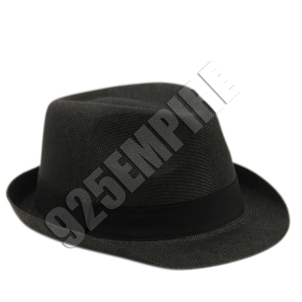 Women Men’s Short Brim Straw Fedora Hat Trilby Cuban Panama Summer Beach