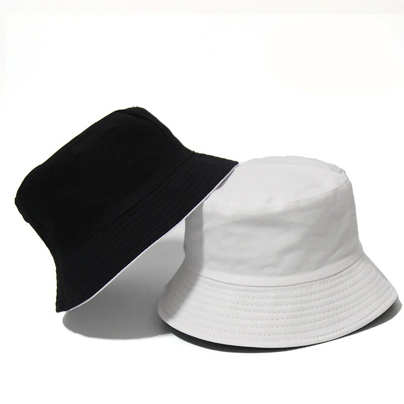 Unisex Reversible Bucket Hat Black Bob Cap Hip Hop Fisherman Beach Sun Sunhat