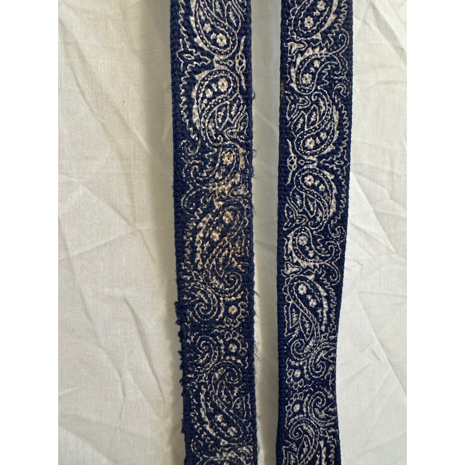Vintage Blue Paisley Slide Belt Adjustable Retro Waist Accessory