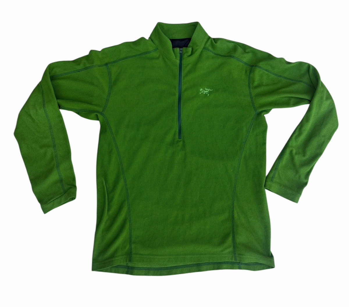 Arc’teryx Men’s Half-Zip Sweater Olive Polartec Waffle Grid Fleece Large