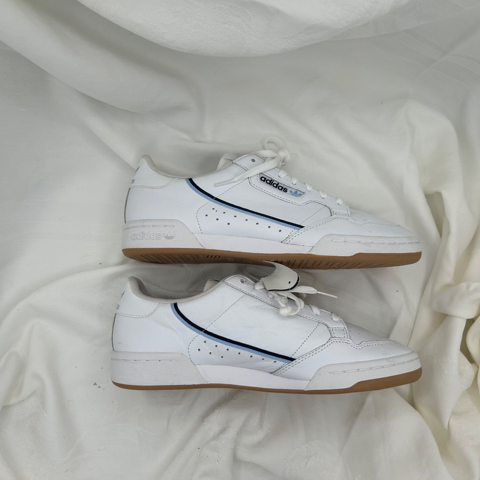 Adidas Continental 80 White Light And Dark Blue Stripe Size 11 – EG3875