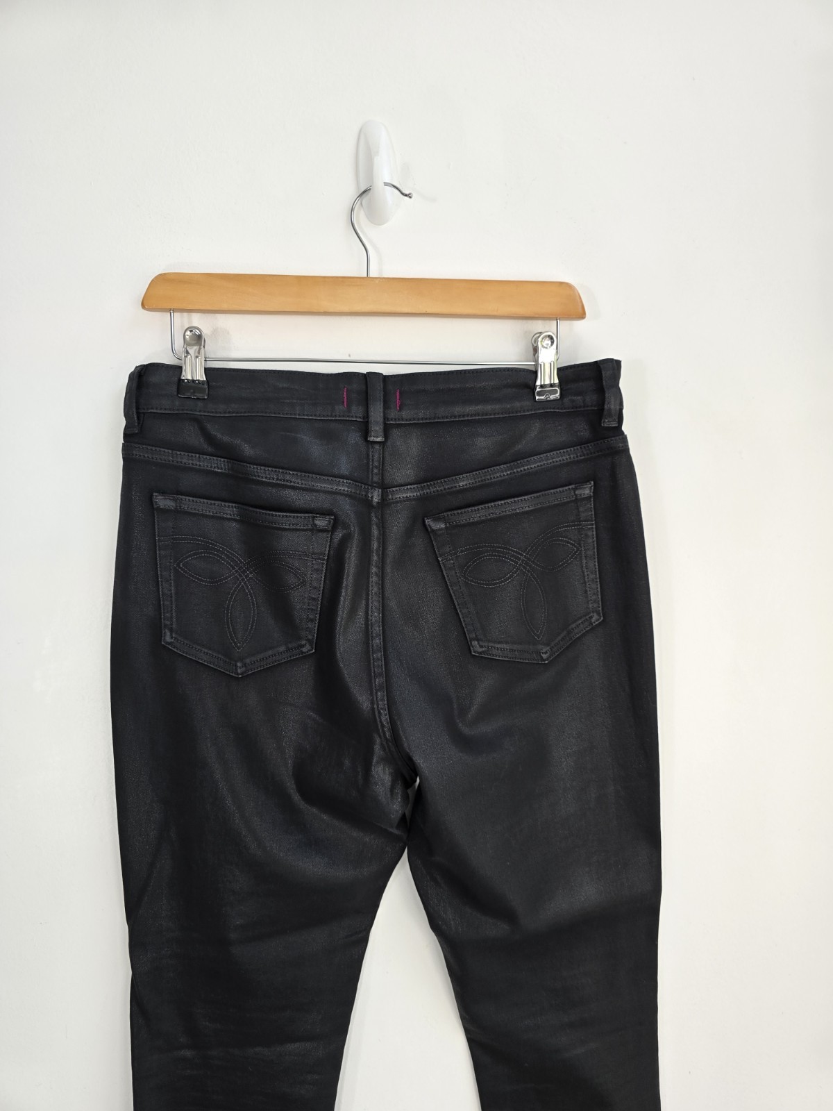 Ted Baker Black Jeans Skinny Size 12 Coated Womens Zip Fly Pockets Casual