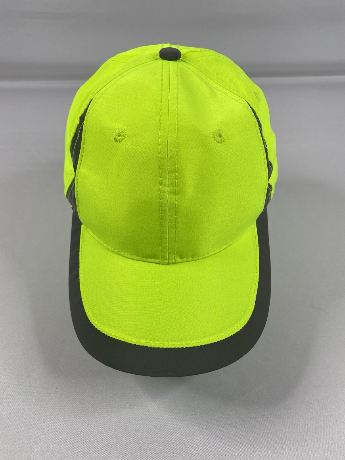 Unisex Neon Green PPE / Black Colorblock Baseball Cap Hat, Adjustable One Size M