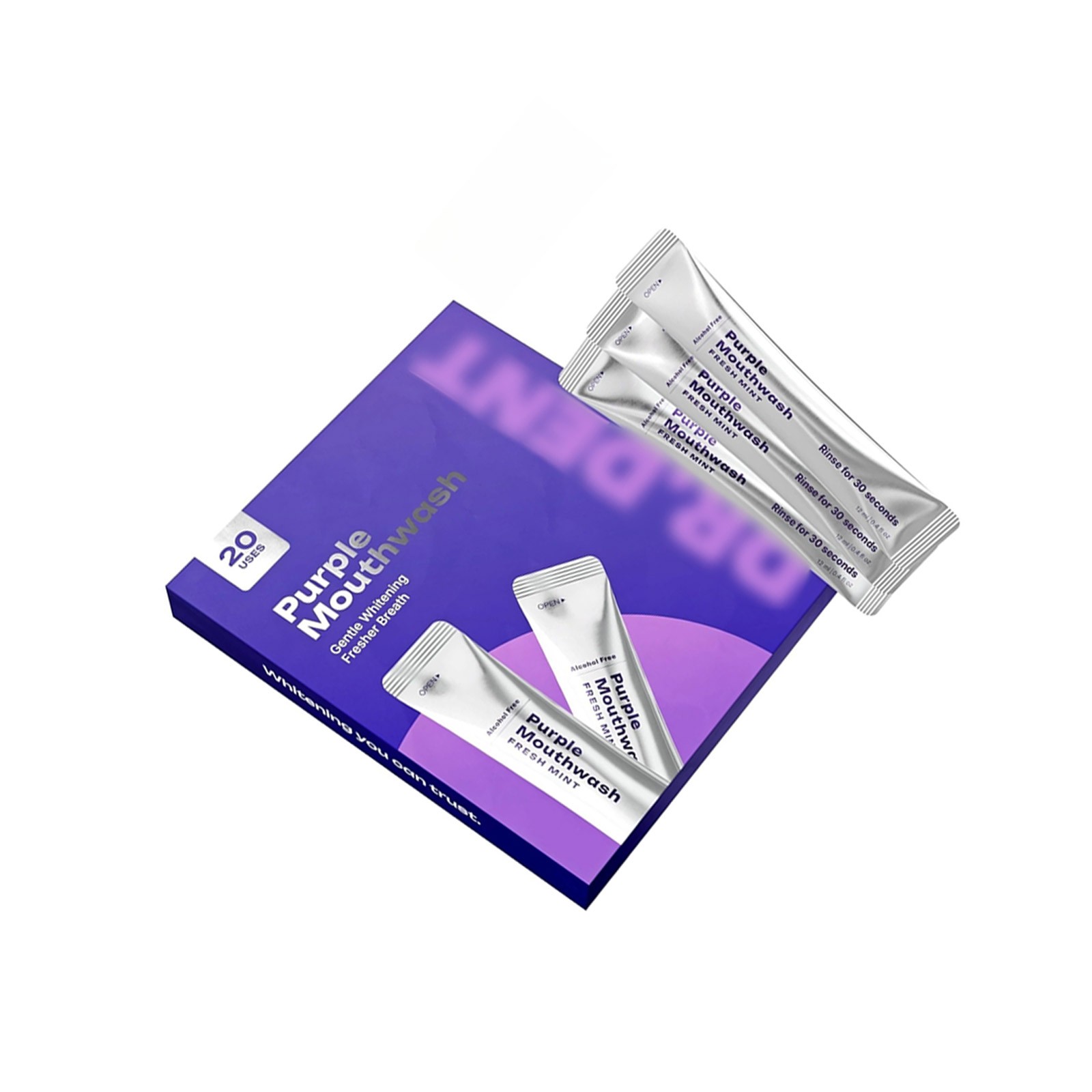 Purple Mouthwash for Teeth Whitening Mouthwash Sachets (20 Pack)