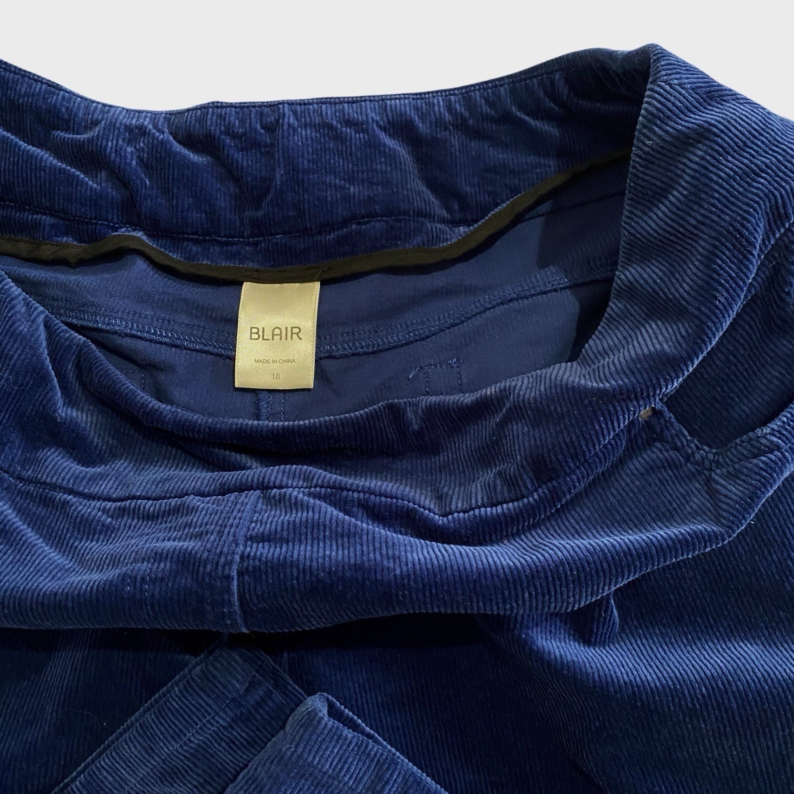 Blair Pants Womens 18 Colbert Blue Stretch Pull On Tapered Leg Cords Corduroy