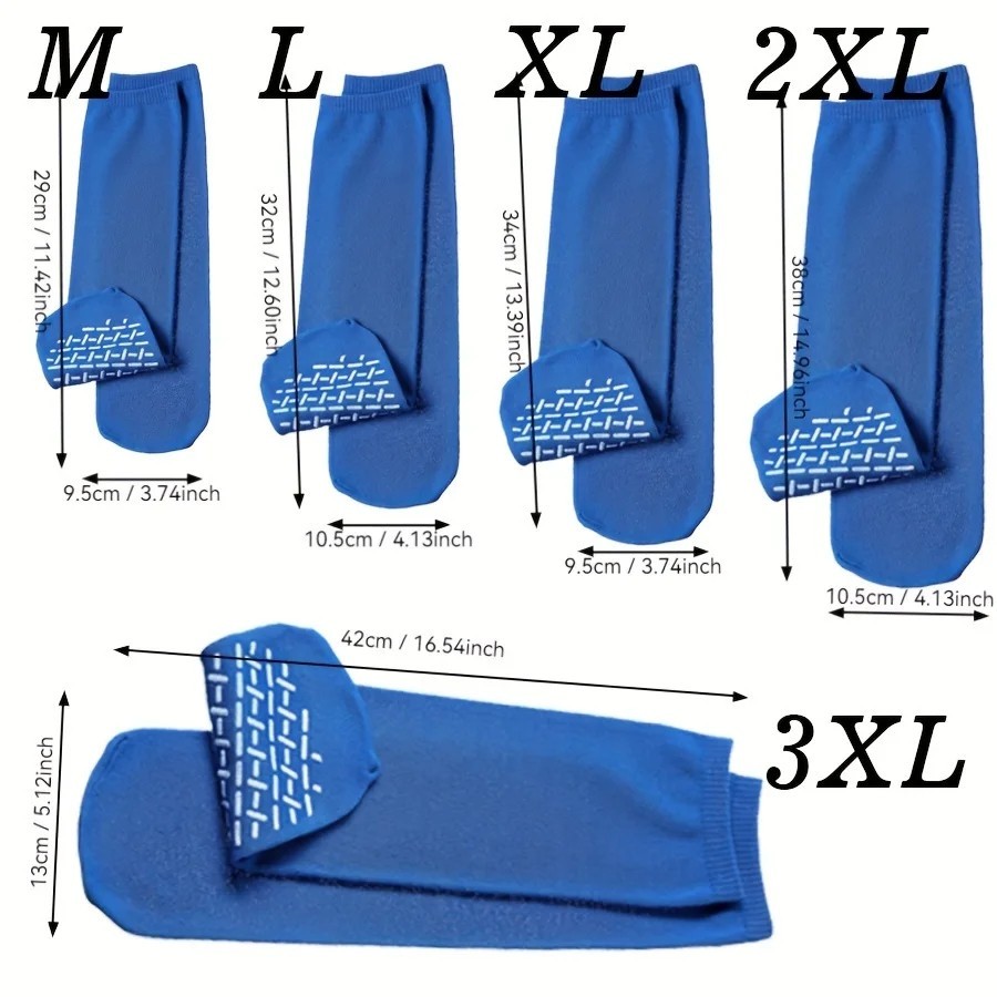 Non Slip Safety Socks Double Sided Tread Hospital Grip Slippers Soft LARGE 6 PK