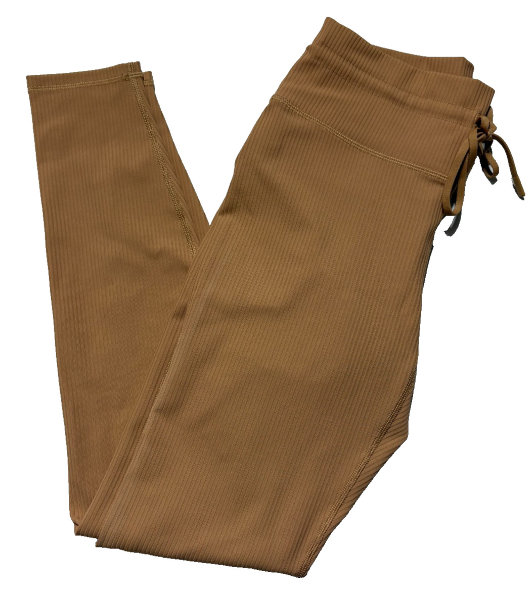 Fabletics Oasis Ribbed High Waisted Leggings Camel Tan Size Medium Earth Tone