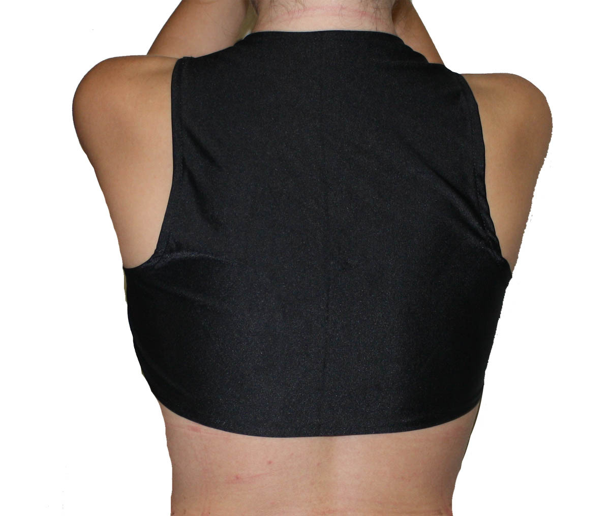 Women Halter Top Black Genuine Lamb Leather with spandex back STYLE #670