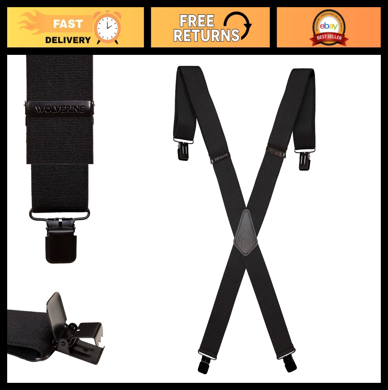Heavy Duty Adjustable Suspenders for Workwear, Outdoor Utility, Stretch & Durabl