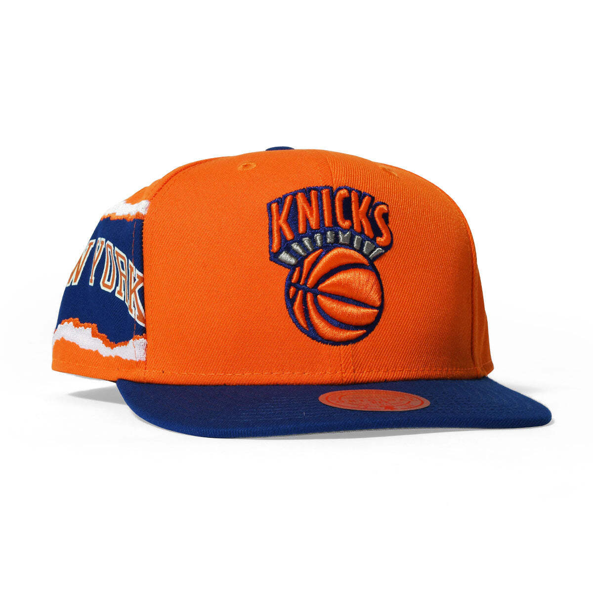 MENS MITCHELL & NESS NBA JUMBOTRON SNAPBACK HWC KNICKS – ORANGE-ROYAL