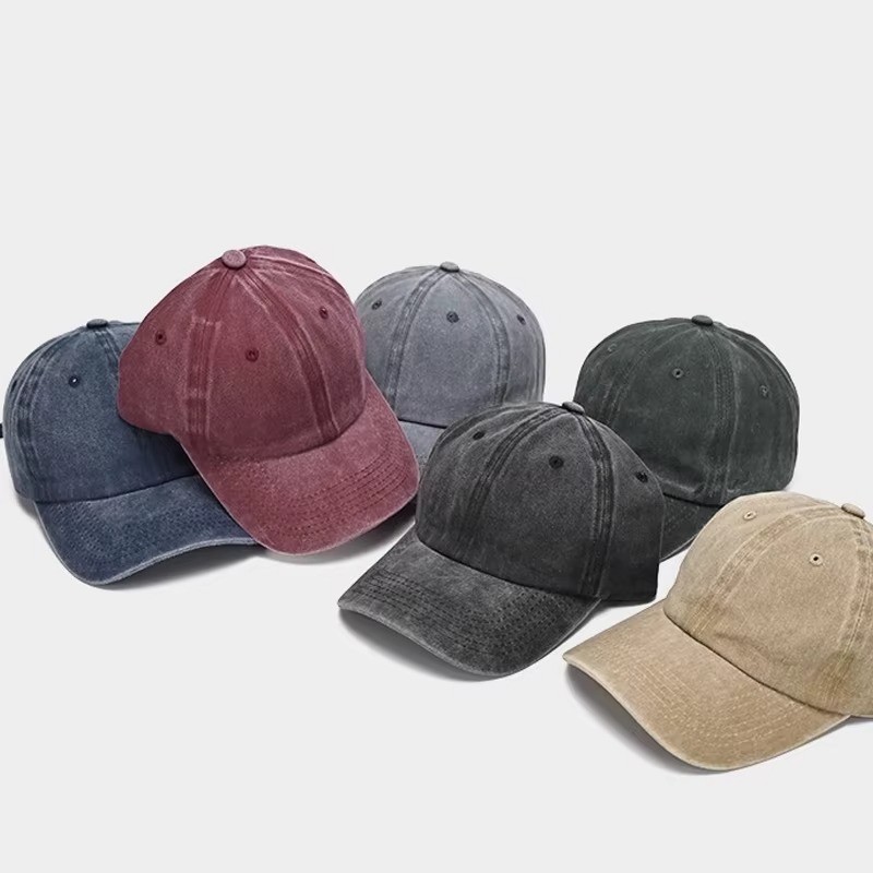 Dyed Cotton Washed Solid Plain Polo Style Baseball Ball Cap Hat Dad.