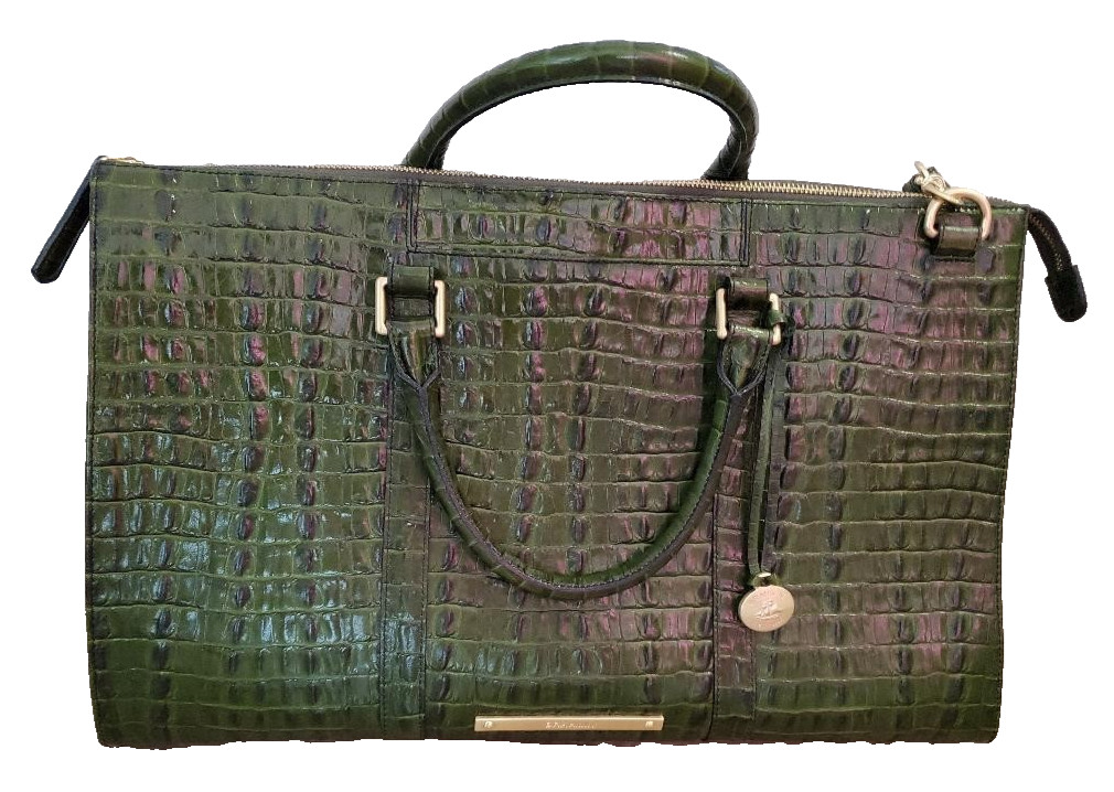 NEW Dustbag Rare Brahmin Anywhere Weekender Bag Green La Scala Tote CHARM Croc
