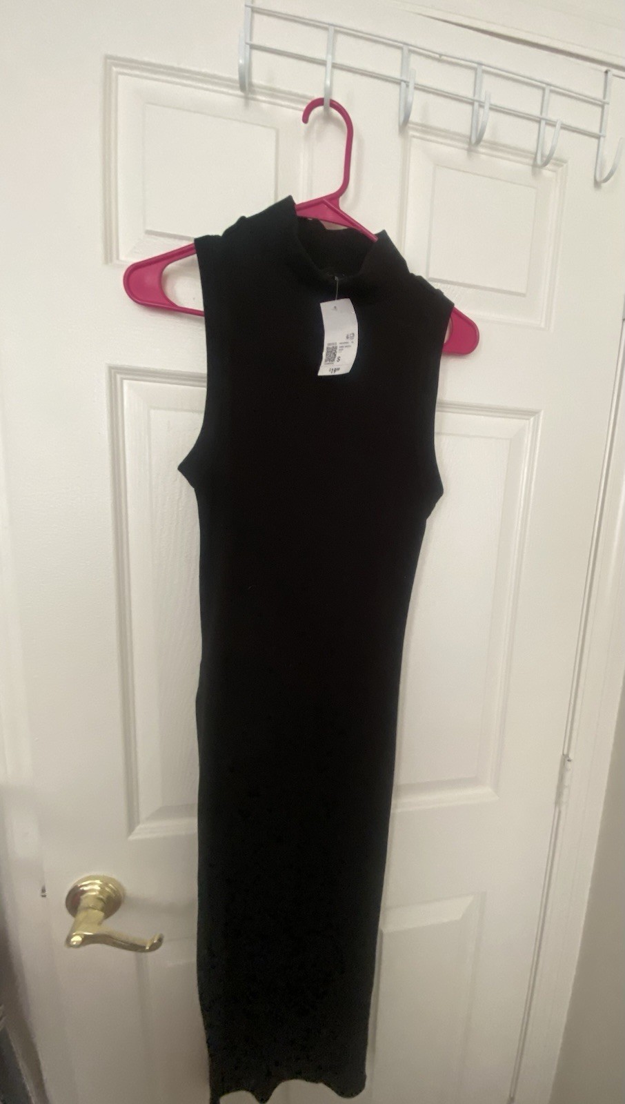 Women’s Black Sleeveless Mock Neck Bodycon Midi Knit Pullover Dress S