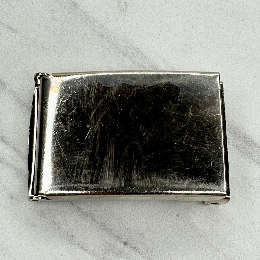 Silver Tone Web Clamp Military Style Slide Belt Buckle Simple Basic Unisex