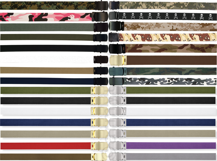 Military Web Belt 100% Cotton Camo Military Reversible Wear Web Everyday Belts