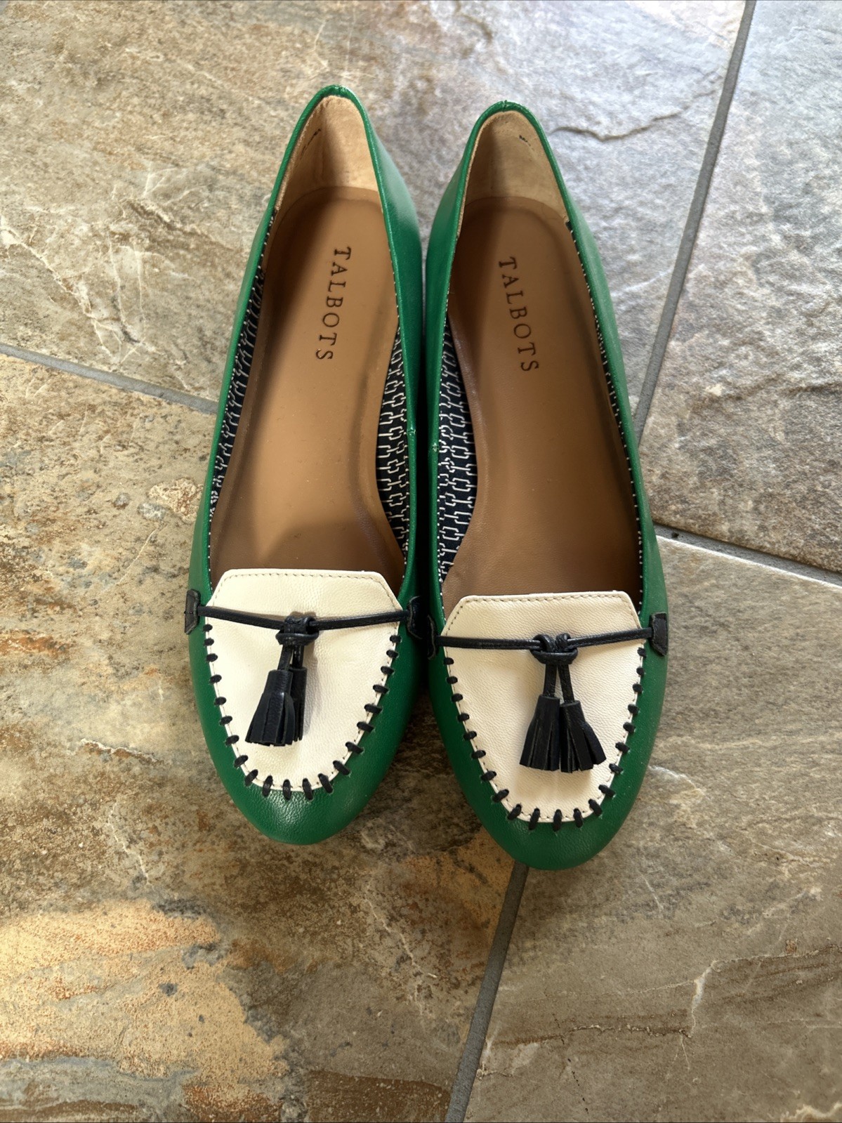 NWT Talbots Green benc11k Cucumber Tassel Loafer Women 6M Flat Shoes $119