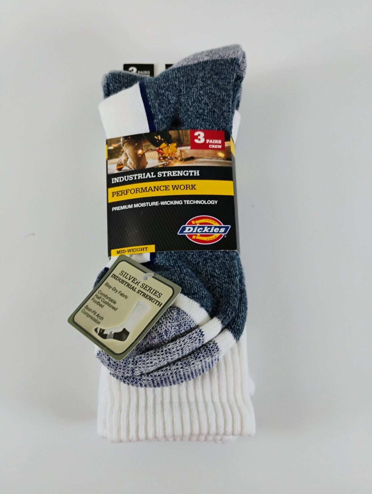 Dickies Industrial Strength Performance Work Sock Mid Weight Silver Series 6-12