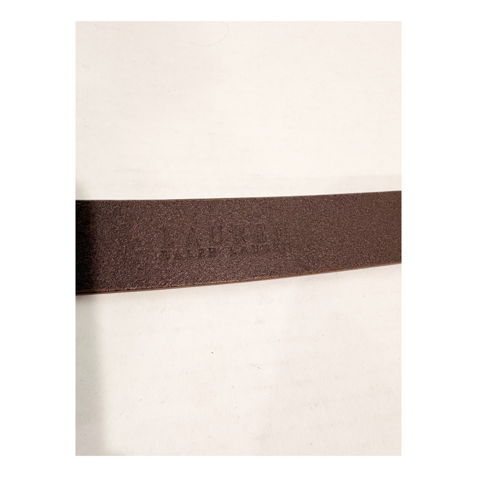 Lauren Ralph Lauren Womens Dark Brown Leather Belt Gold Buckle RLL Logo Large