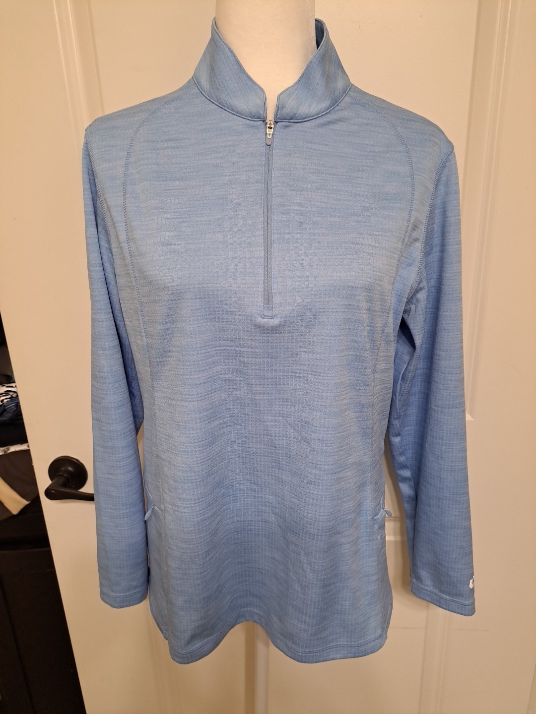 Ibkul Space Dye Mini Grid Knit Pullover SPF 50 Blue Size L EUC Returns Accepted
