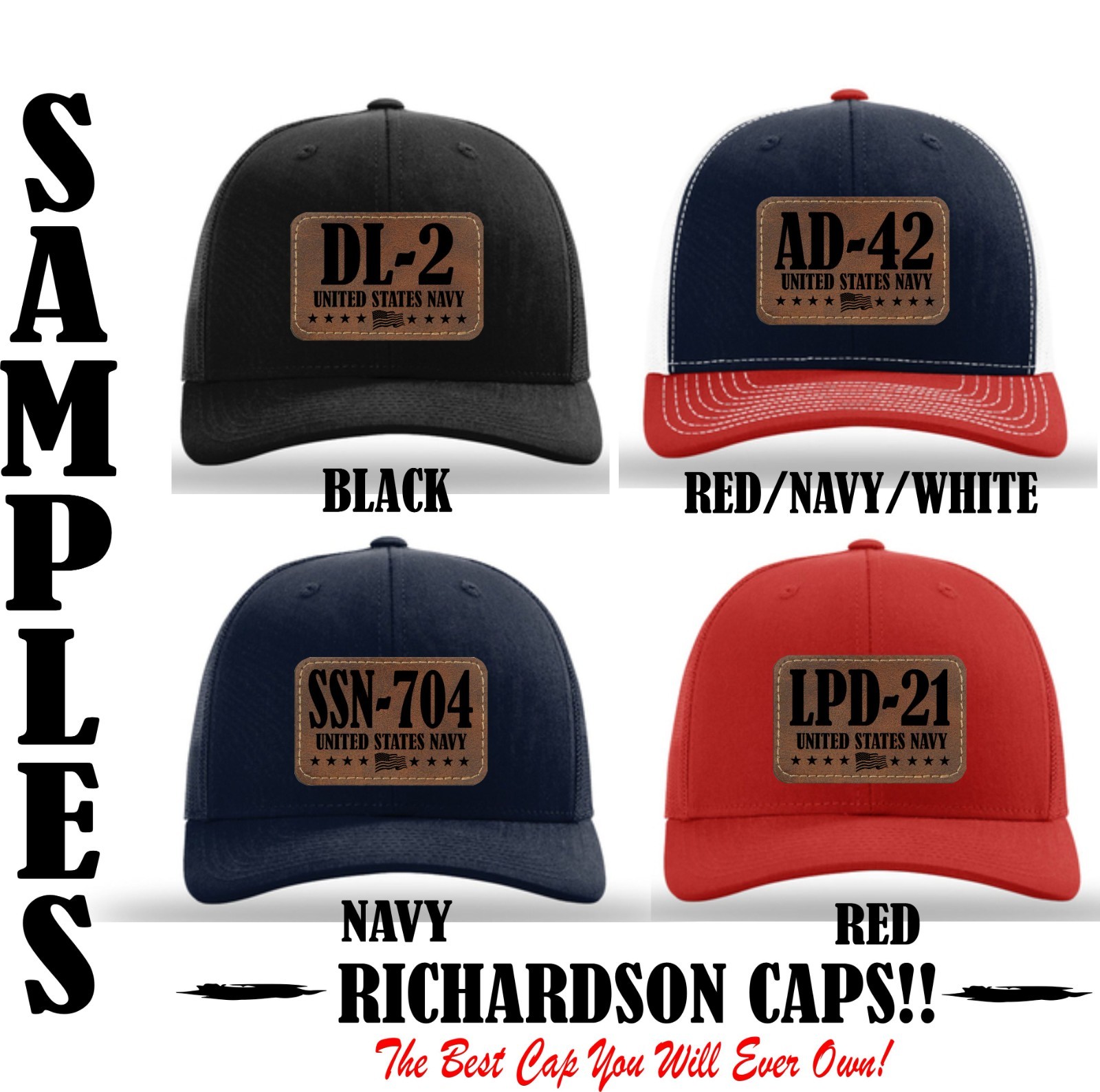USS RONALD REAGAN CVN-76 Leather Patch Cap Richardson Cap. The Finest Cap