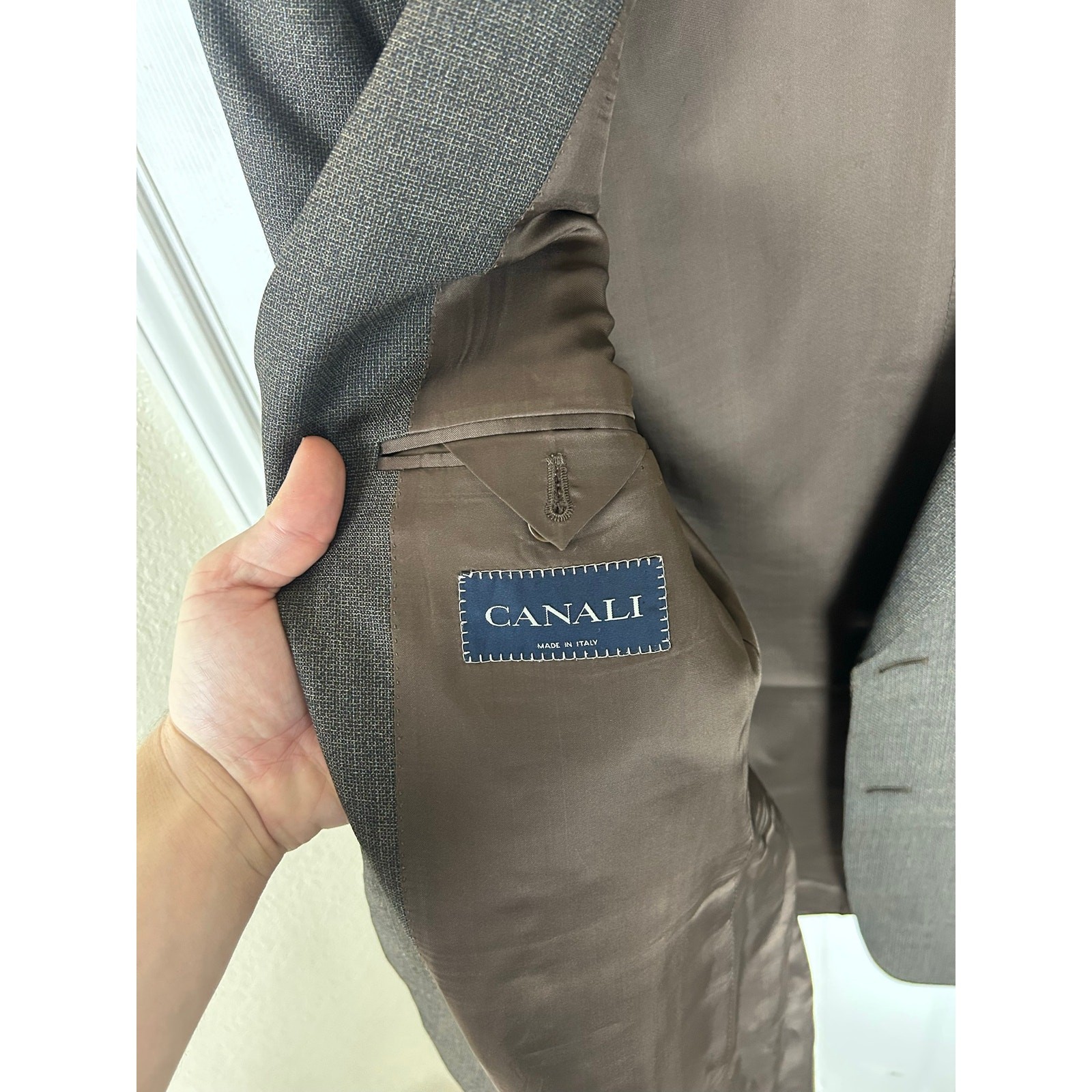 Canali Blazer — Charcoal/Brown Birdseye, Super 120s Wool