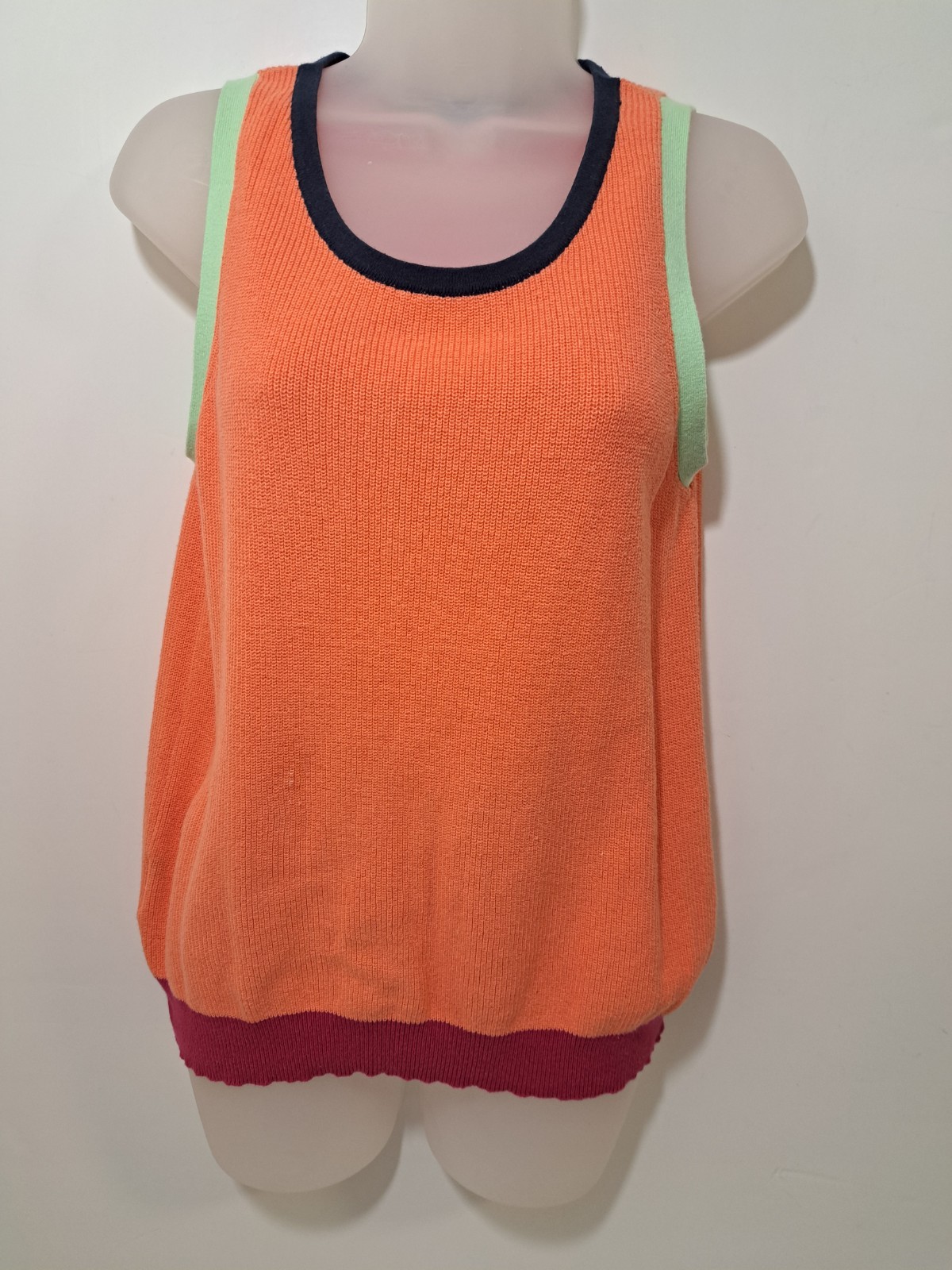 LOFT Ann Taylor Bright Colorblock Scoop Neck Tight Knit Sweater Tank Top Medium
