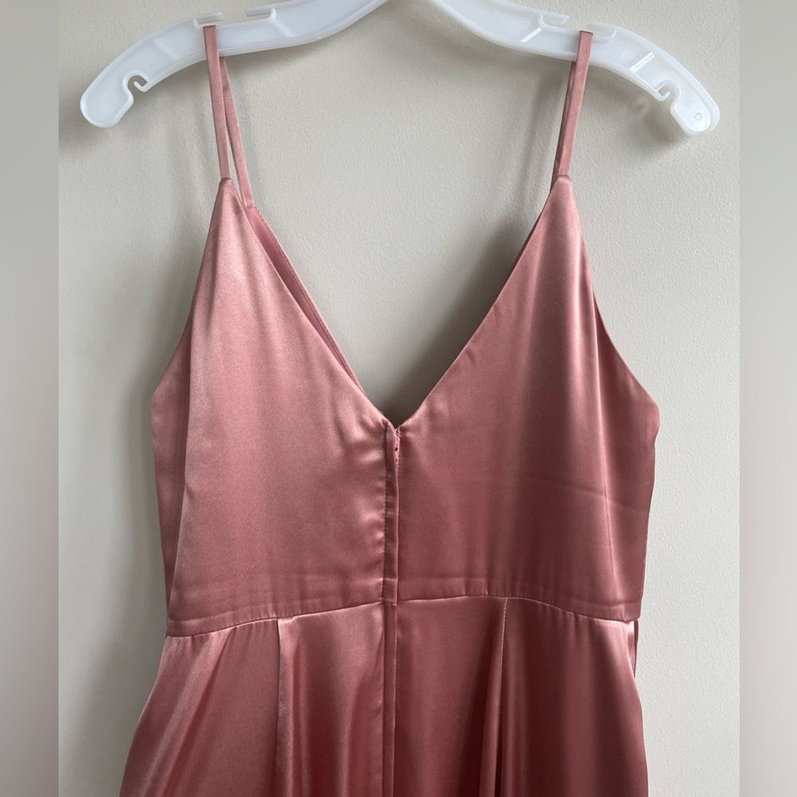 David’s Bridal Galina Signature Charmeuse Deep V-Neck A-Line Dress Dessert Coral