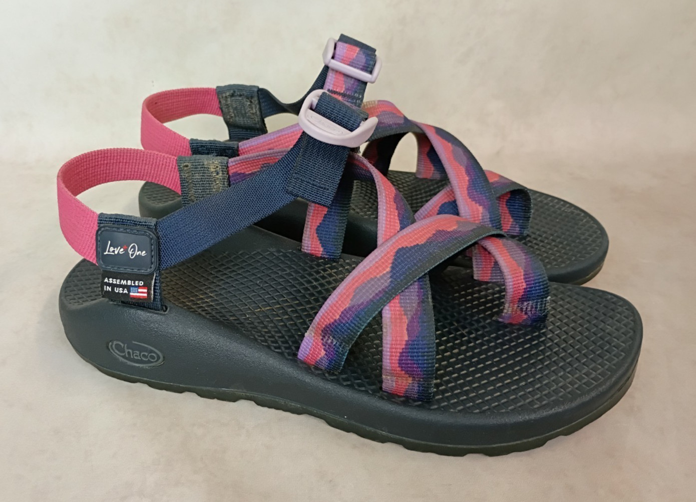 ChacoLove + One Adjustable Sandals Pink Purple W 7 EUC