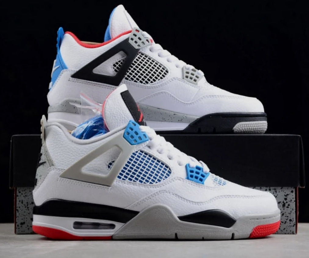 Men’s Jordan 4 “What The” Retro Mid Top White Basketball Sneakera Shoes US 7-12