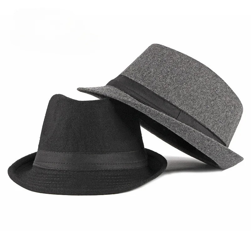 Classic Fedora Hats for Men Women Short Brim Felt Feather Hat Vintage Dress Hat