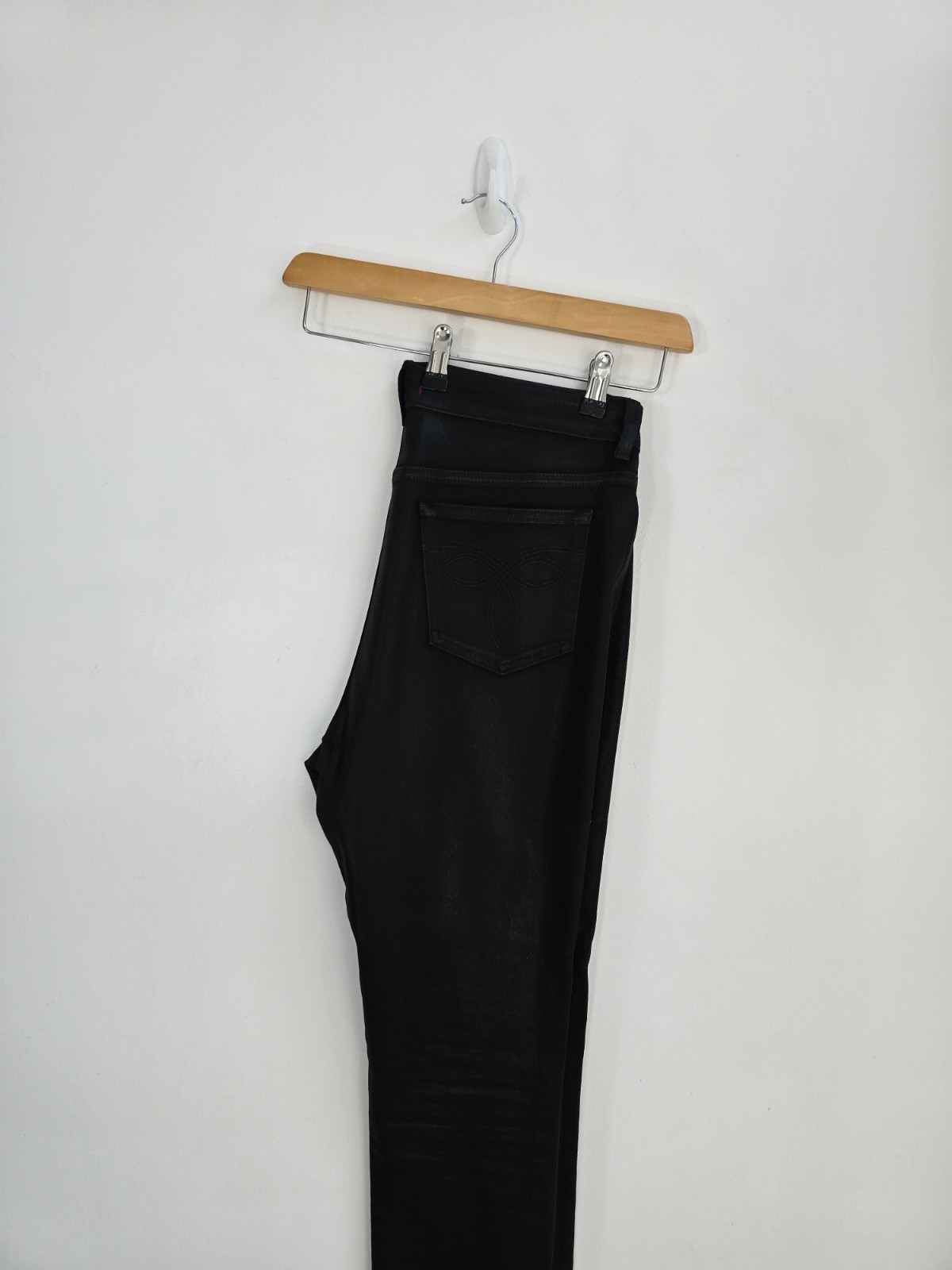 Ted Baker Black Jeans Skinny Size 12 Coated Womens Zip Fly Pockets Casual