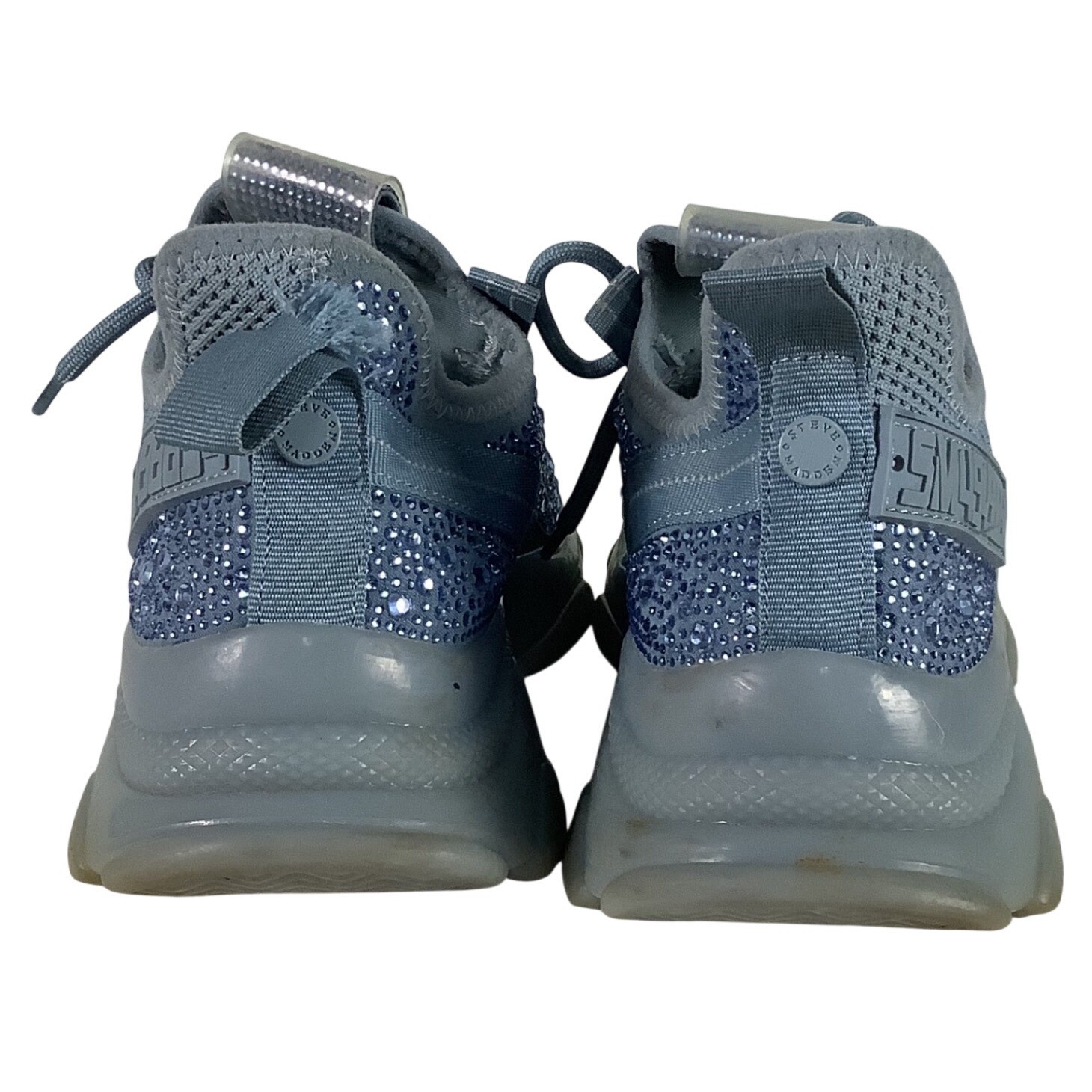Steve Madden Maxima Rhinestone Knit Chunky Sneakers Blue SM49498654 Womens