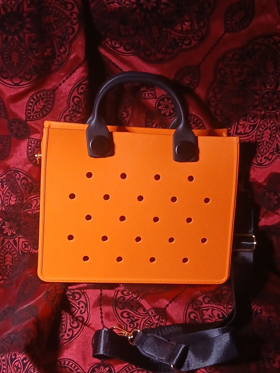 Bogg Style EVA Tote Handbag With Sholdet Strep Waterproof Orange & Black. New.