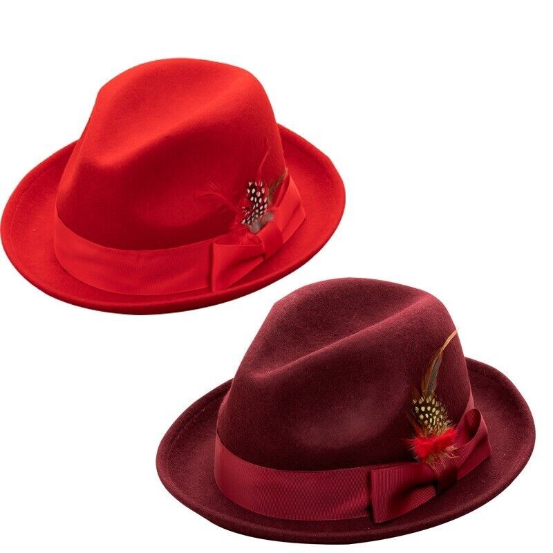 New Men’s 100% Wool Quality Fedora Trilby God Father Hat S-XL by Fortino Landi
