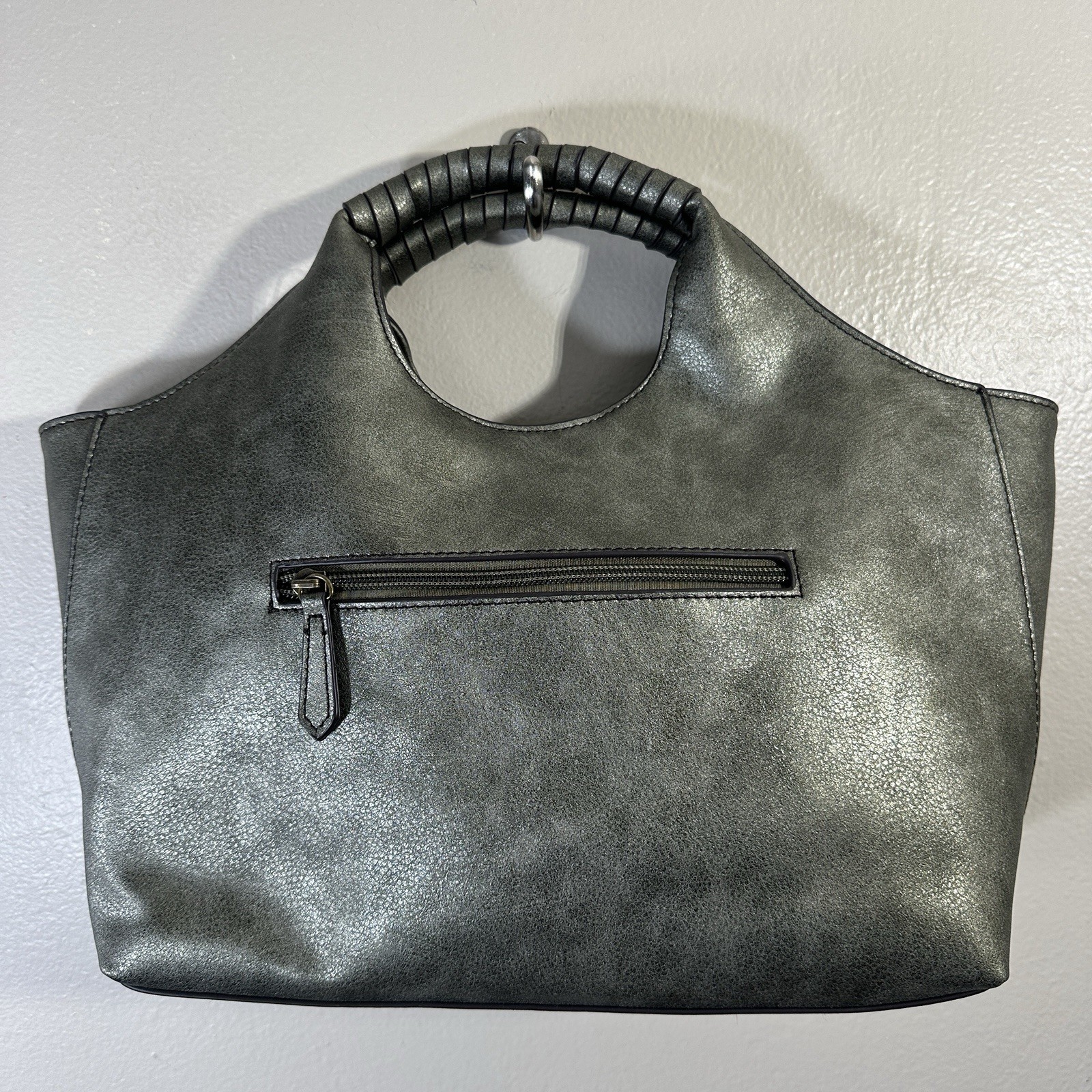 A.n.a Metallic Green/Gray Handbag Purse With Detachable Shoulder Strap Bohemian