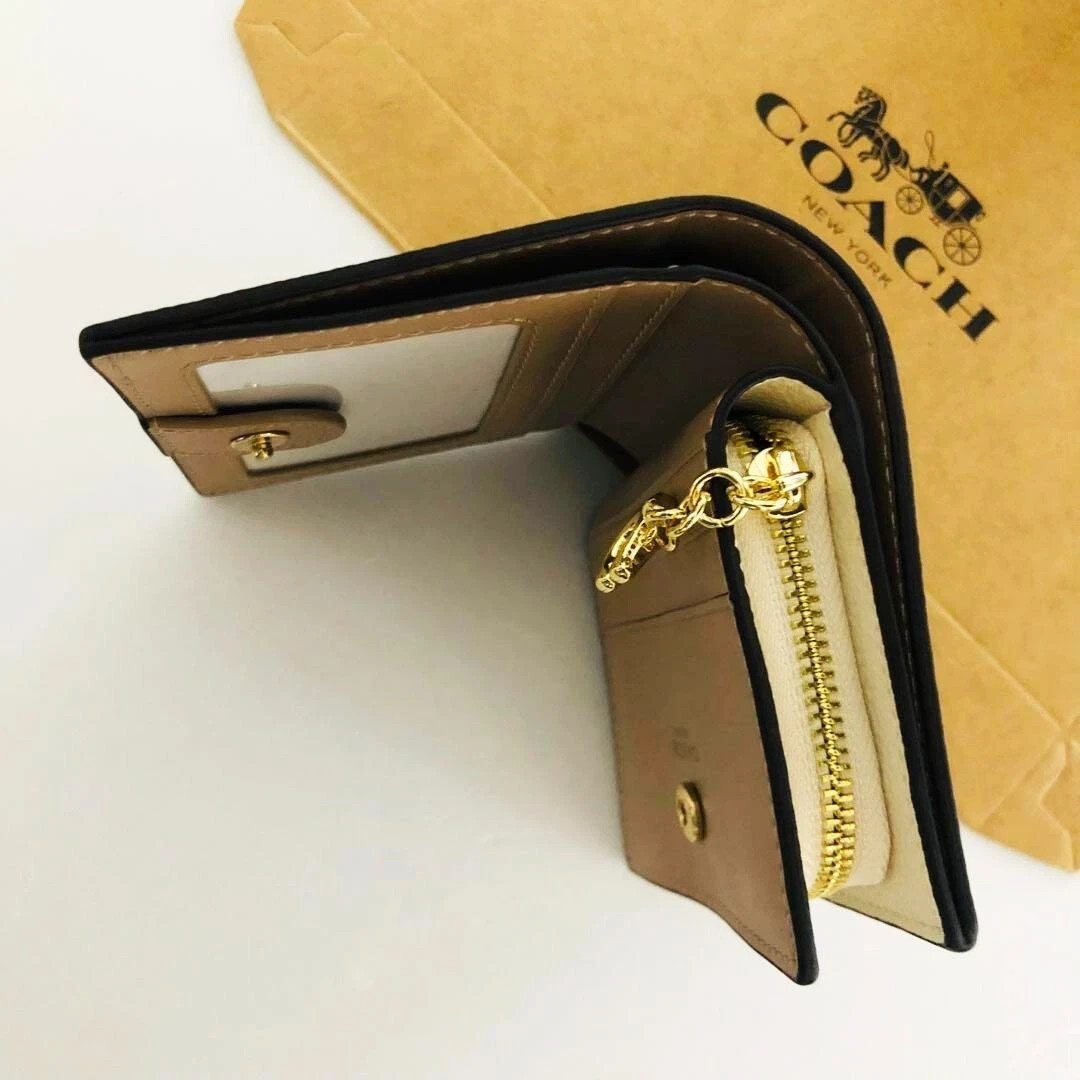 COACH Snap Wallet & Card holder With Dancing Kitten Cat CC472 Outlet New
