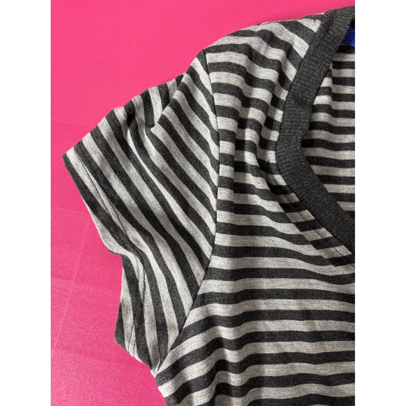 ATHLETA Womens Gray Striped Ruched Blouson Dress S Stretch Casual Sporty-Chic