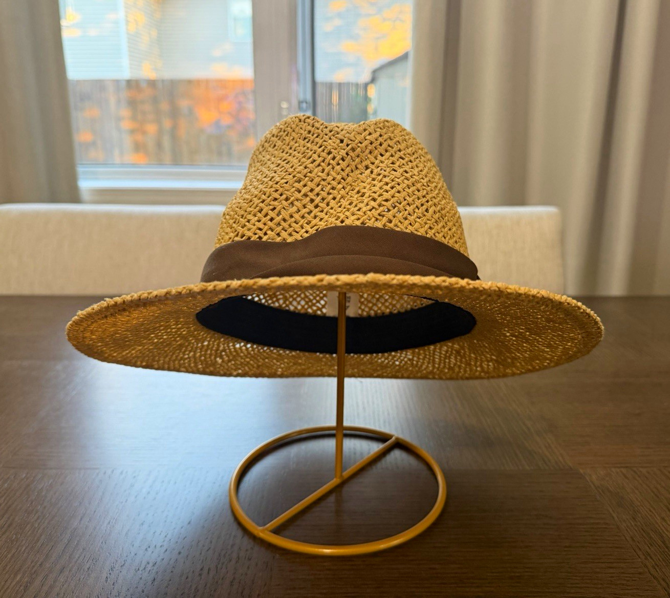 Alpine Design Straw Fedora Sun Hat One Size Natural Tan Woven Paper Wide Brim