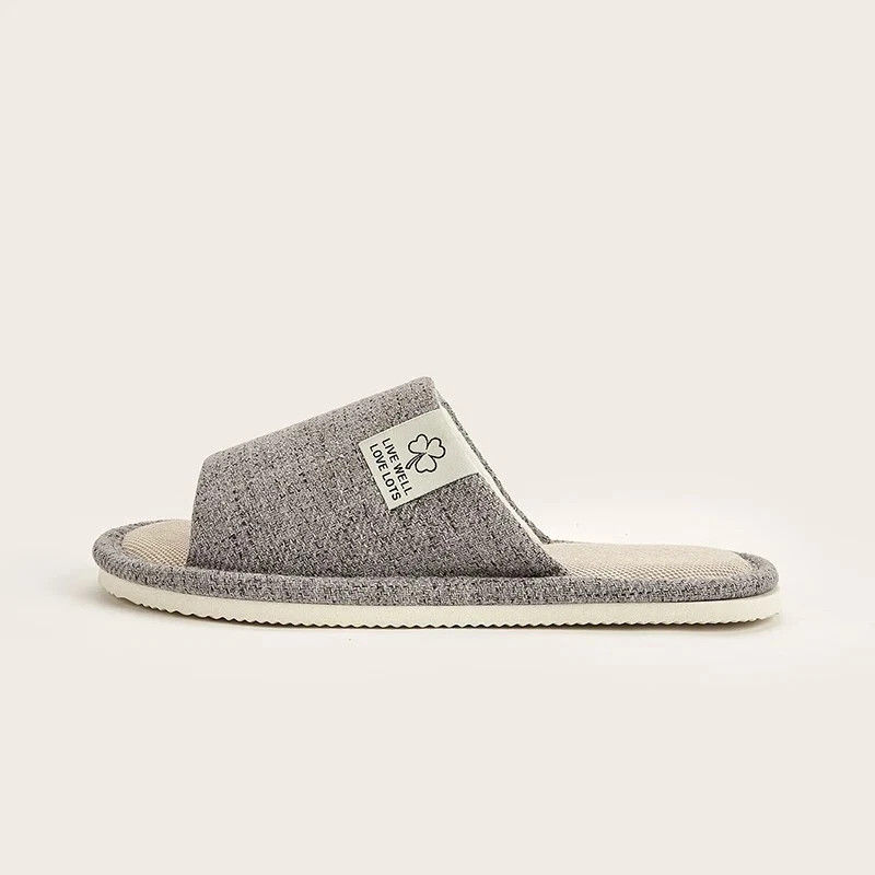 Men’s & Women’s Linen Slippers Open Toe Breathable Indoor Shoes Summer Home