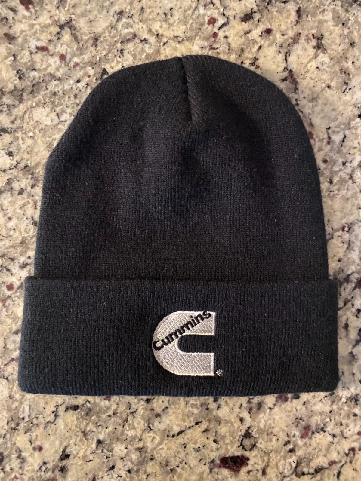 Cummins Black Cuffed Knit Winter Beanie Cap in Excellent Condition