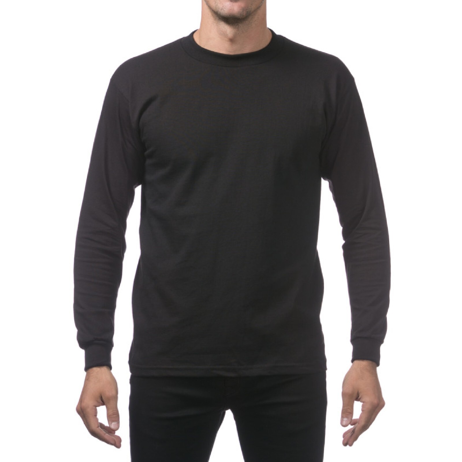 3 PACK PROCLUB MENS HEAVYWEIGHT LONG SLEEVE T SHIRTS PRO CLUB CASUAL COTTON TEE
